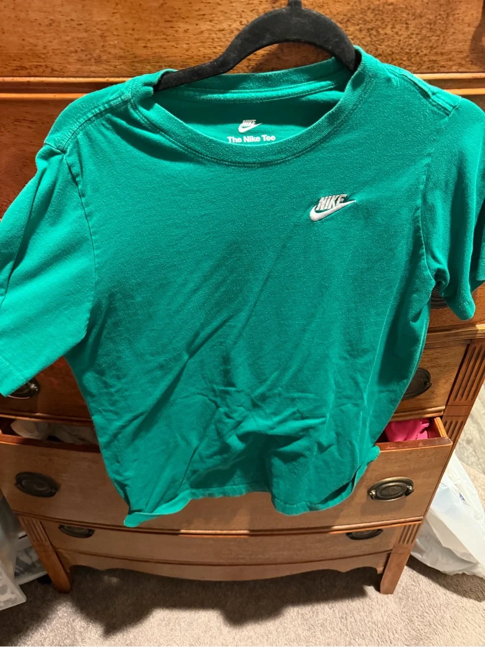 Nike Kids Short-Sleeve Tee in Teal with White Swoosh